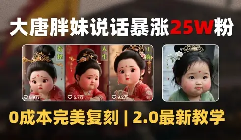 AI大唐胖贵妃说话2.0,40条视频暴涨40w粉,附独家变现攻略-创业猫 AI大唐胖贵妃说话2.0,40条视频暴涨40w粉,附独家变现攻略
