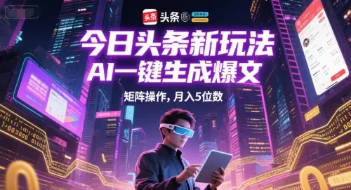 今日头条新玩法,AI一键生成爆文,矩阵操作,月入5位数-创业猫 今日头条新玩法,AI一键生成爆文,矩阵操作,月入5位数
