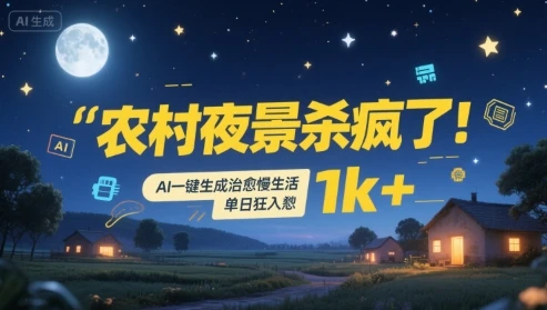 农村夜景杀疯了!AI一键生成治愈系慢生活,单日狂入1k+-创业猫 农村夜景杀疯了!AI一键生成治愈系慢生活,单日狂入1k+