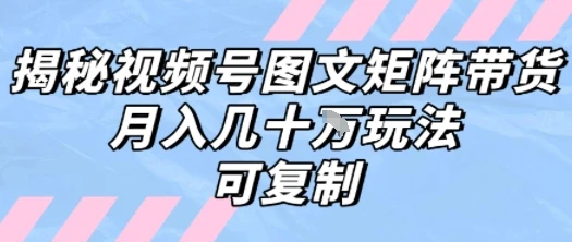 解密视频号图文矩阵带货,月入几个W的打法,可复制-创业猫 解密视频号图文矩阵带货,月入几个W的打法,可复制