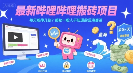 最新哔哩哔哩上B站搬砖项目,每天能挣几张?揭秘一般人不知道的蓝海赛道-创业猫 最新哔哩哔哩上B站搬砖项目,每天能挣几张?揭秘一般人不知道的蓝海赛道