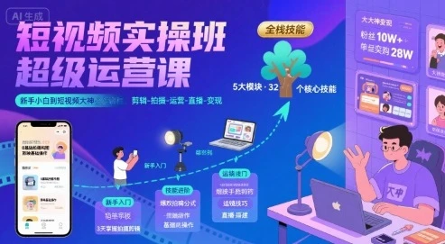 【精】短视频实操班超级运营课,新手小白到短视频大神必修课程,剪辑-拍摄-运营-直播-变现-创业猫 【精】短视频实操班超级运营课,新手小白到短视频大神必修课程,剪辑-拍摄-运营-直播-变现