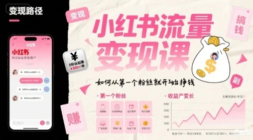 【精】小红书流量变现课,如何从第一个粉丝就开始挣钱-创业猫 【精】小红书流量变现课,如何从第一个粉丝就开始挣钱