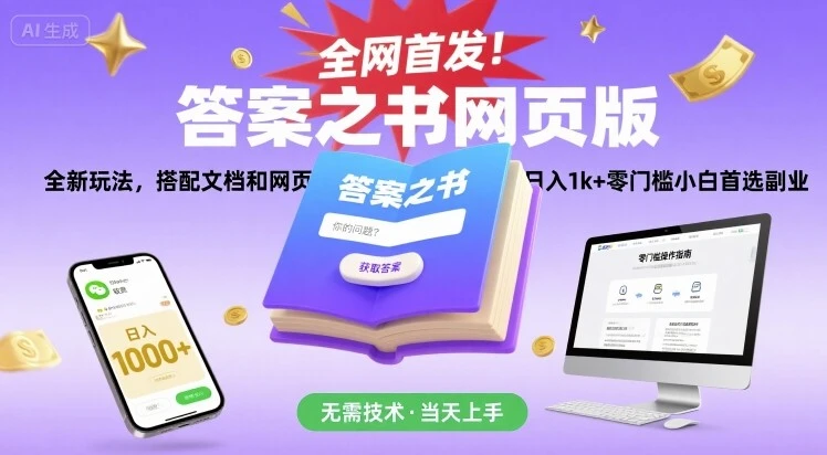 全网首发!答案之书网页版,全新玩法,搭配文档和网页,日入1k+零门槛小白首选副业【揭秘】-创业猫 全网首发!答案之书网页版,全新玩法,搭配文档和网页,日入1k+零门槛小白首选副业【揭秘】