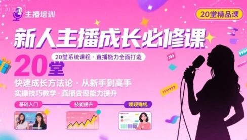 【精】新人主播必学的20堂培训课,让主播快速成长的必学课程,帮你直播能力快速打造的实操方法-创业猫 【精】新人主播必学的20堂培训课,让主播快速成长的必学课程,帮你直播能力快速打造的实操方法