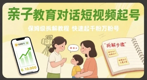 亲子教育对话短视频起号,保姆级拆解教程,快速起千粉万粉号-创业猫 亲子教育对话短视频起号,保姆级拆解教程,快速起千粉万粉号